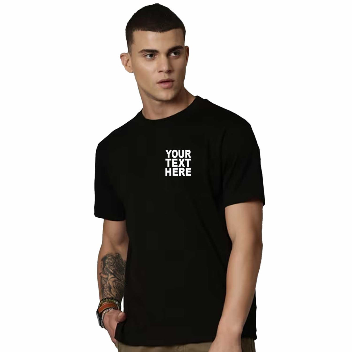 Pack: 12 Fast DIY Custom T-Shirts – Upload Your Image, Logo, or Text (Left Chest - Black)