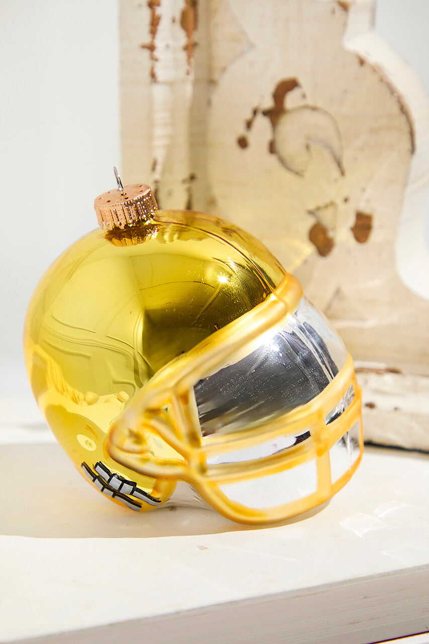 3.5" Aztec Gold Glass Football Helmet Ornament
