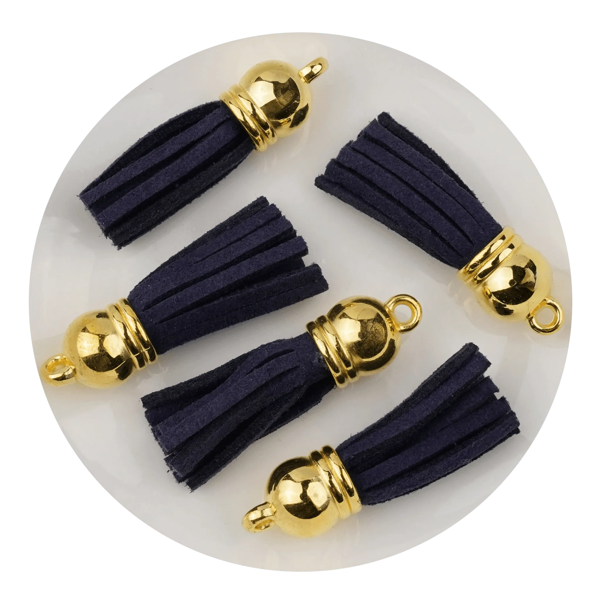 Keychain Tassel Gold Ring - Navy (5 per Bag - 1.4" Long)