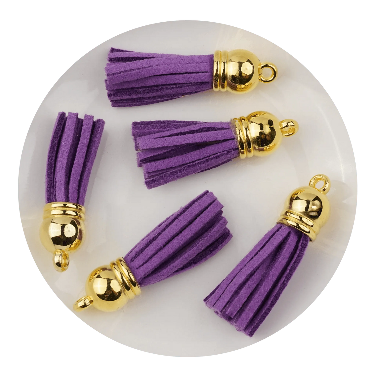 Keychain Tassel Gold Ring - Purple (5 per Bag - 1.4" Long)