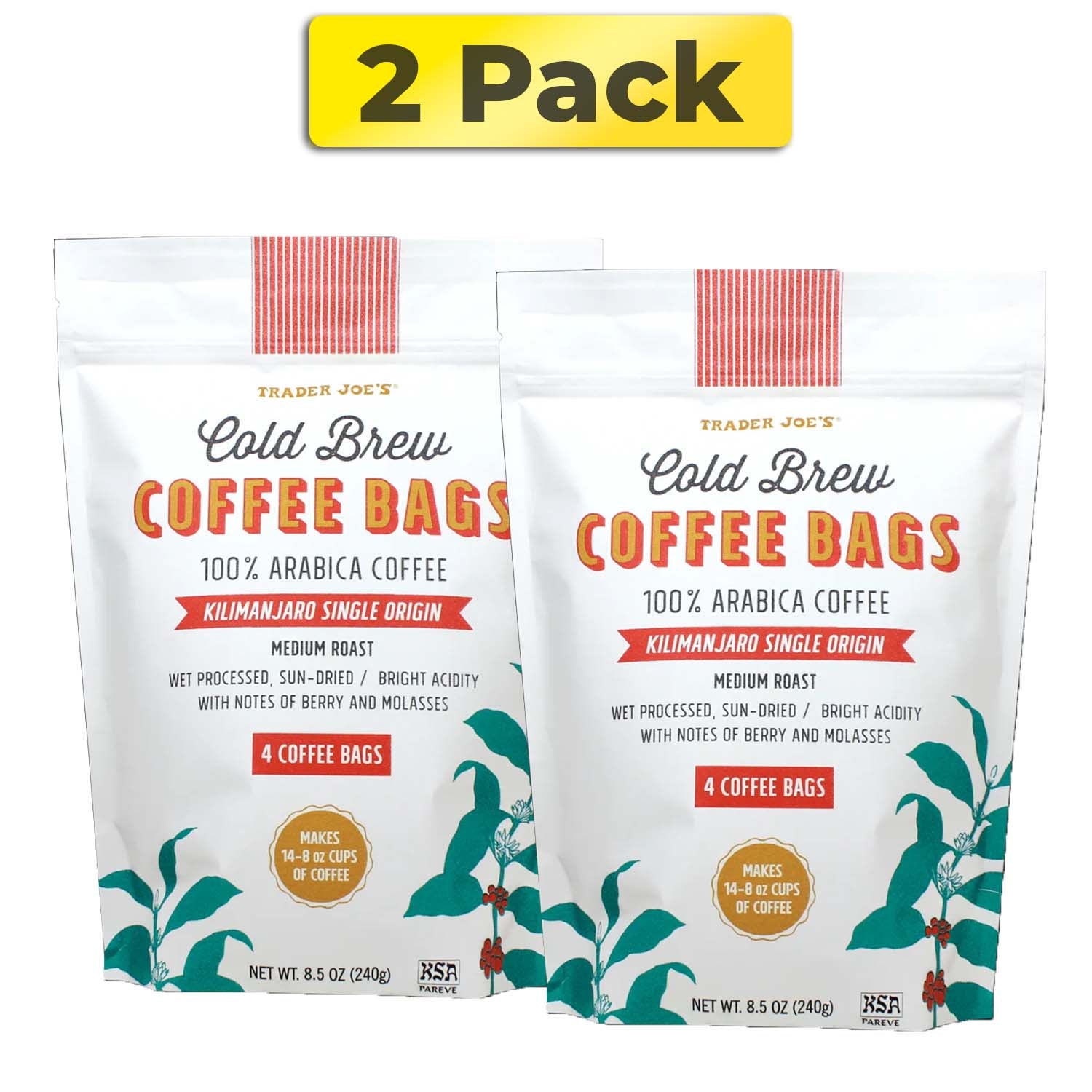 Trader Joes Cold Brew Coffee Bags - 12 Coffee Bags Total - 100% Arabica Coffee