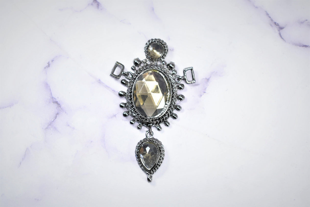 Rhinestone Connector Gunmetal Medieval 2x3