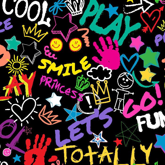 Printed Spandex Fabric Kids Word Play