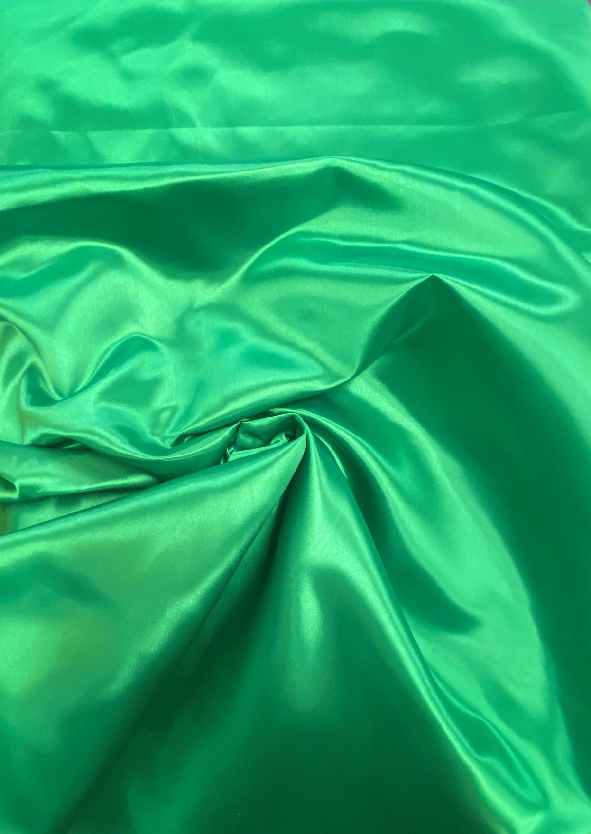 Kelly Green Polyester Bridal Satin Fabric - Kelly Green, Sheen, 58"-60" Width (1 Yard)
