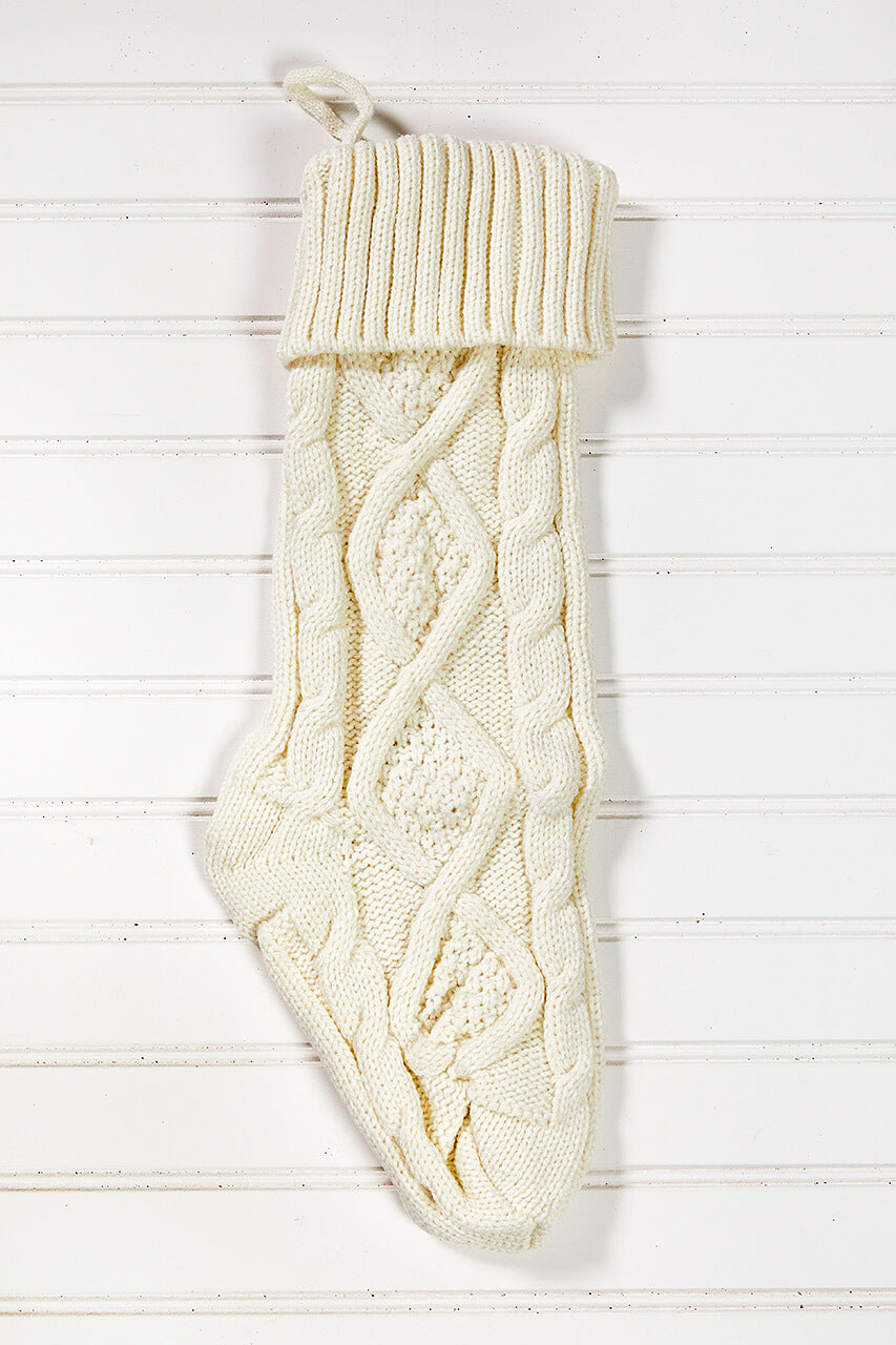 Knitted Christmas Stockings - Ivory