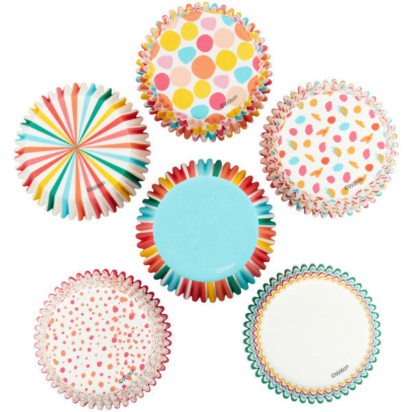 Wilton Rainbow, Striped and Polka Dot Standard Baking Cups, 150-Count