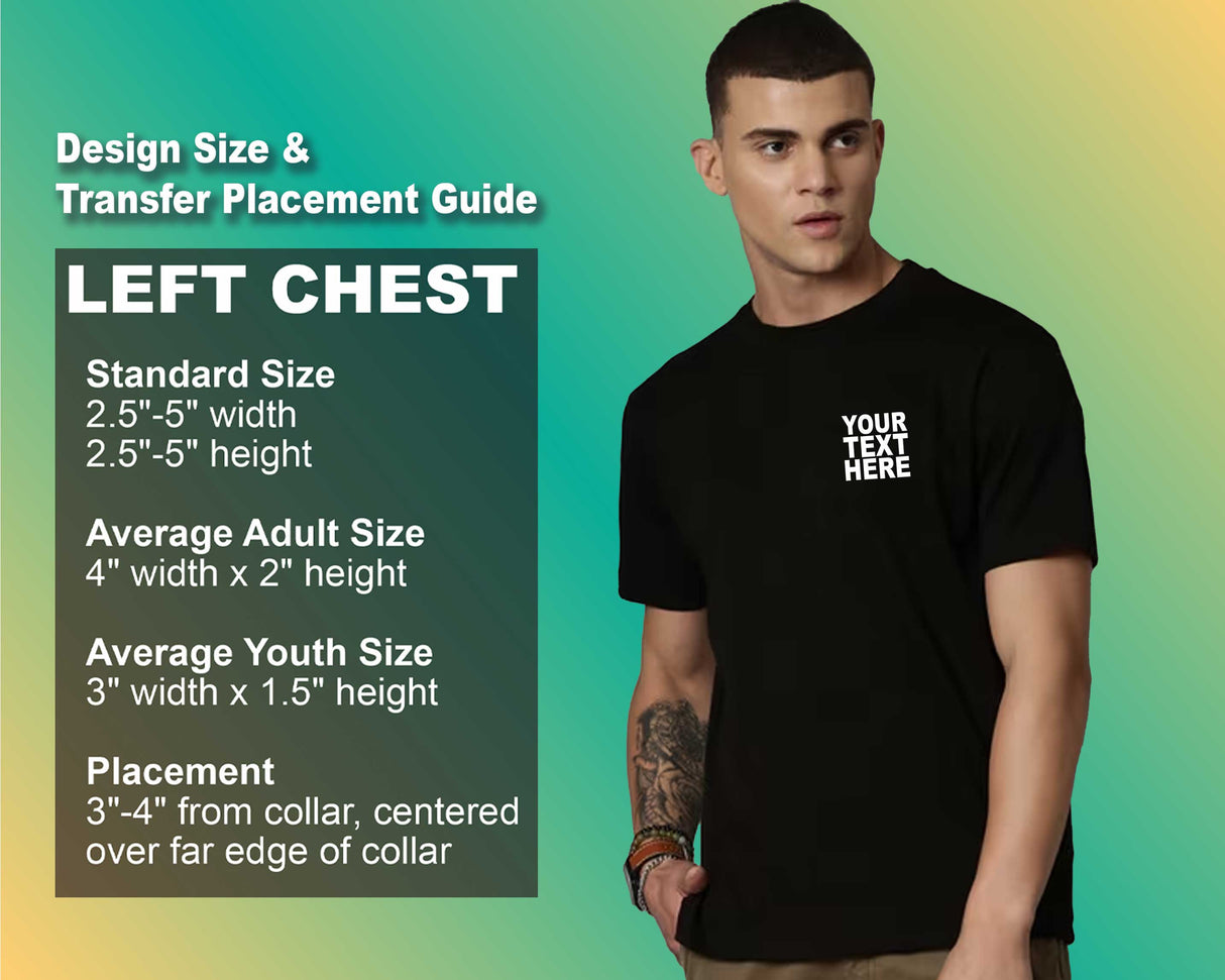 Pack: 12 Fast Custom Printed T-Shirts – Personalize with Your Logo or Photo (Left Chest - Black)