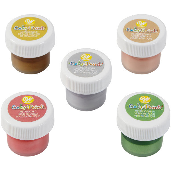 Wilton Cake Paint Set, 5-Piece Metallic Set (Gold, Silver, Copper, Red & Green)