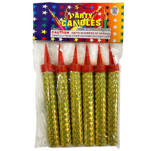 Cake Sparkler Party Candles Gold 6 Pack