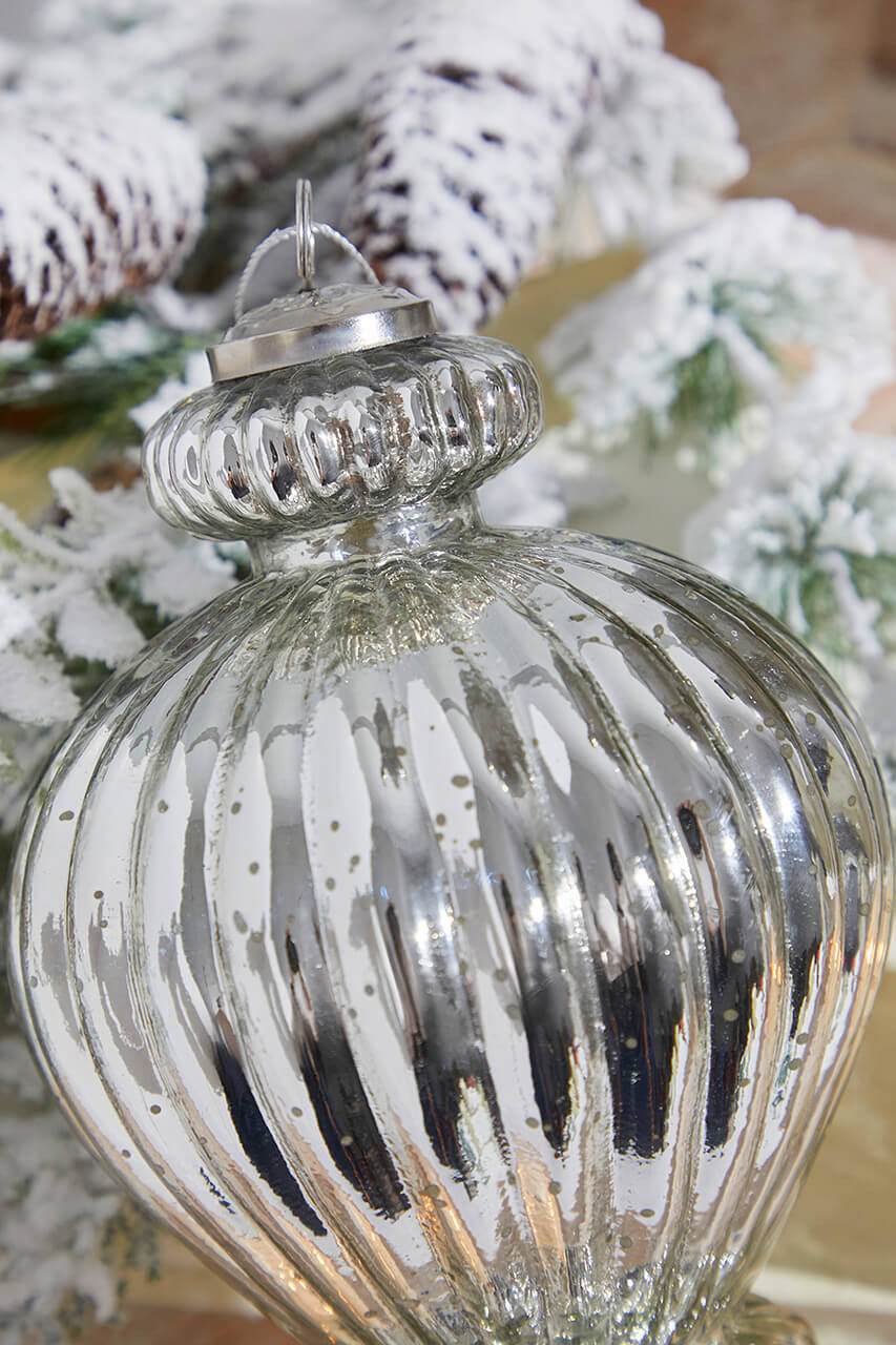 12 Inchi Lantern Antique Mercury Glass Ornament Elegant Holiday Tree Decoration