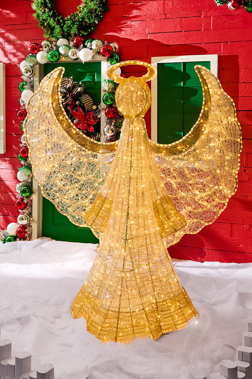 6 Ft LED Angel Outdoor Decor Warm Cool White Twinkle Lights