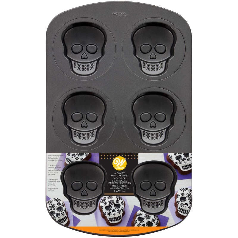Wilton Halloween Non-Stick 6 cavity mini-Skull-Shaped Cake Pan