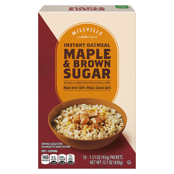 Millville Maple and Brown Sugar Instant Oatmeal, 10 count
