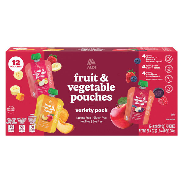 Aldi Fruit & Vegetable Pouches - 12 Pouches