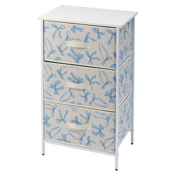 Sohl 3 Drawer Storage Tower, Blue Bow Print