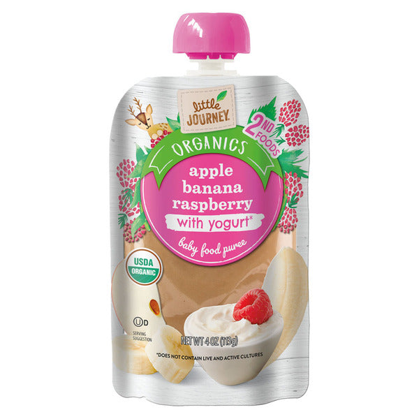 Little Journey Organic Apple Banana Raspberry with Yogurt Baby Food Puree