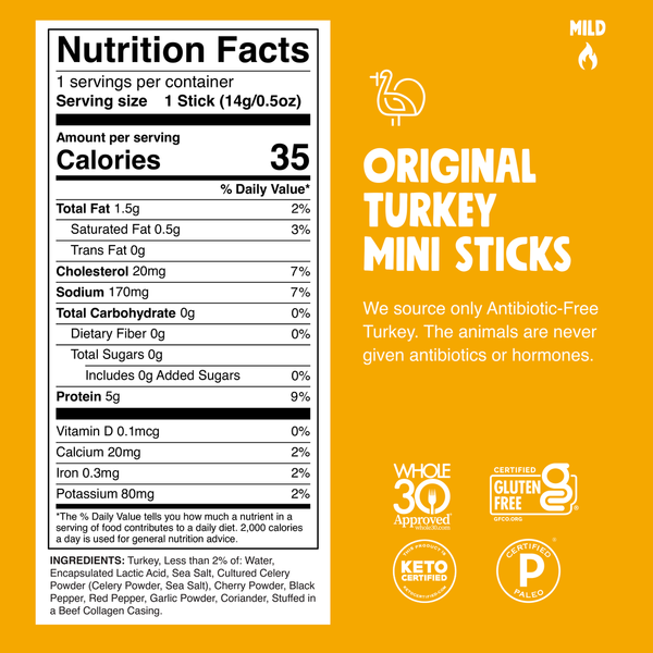 Chomps Original Turkey Chomplings Mini Sticks 6 Count 0.5 oz Each