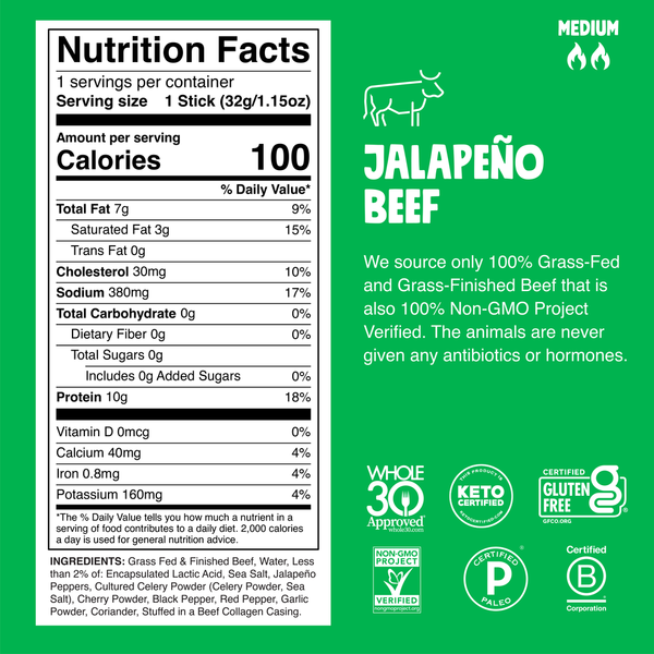 Chomps Jalapeño Beef Sticks Medium 1.15 oz