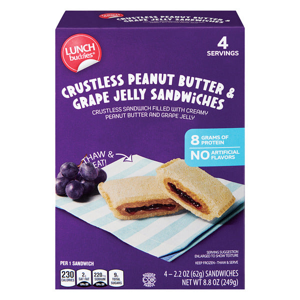 Aldi Crustless Peanut Butter & Grape Jelly Sandwiches, 4 Pack