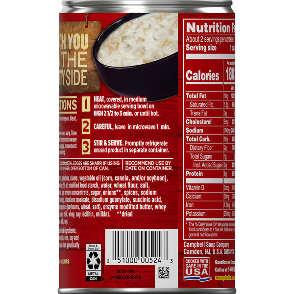 Campbell's Chunky New England Clam Chowder Soup, 18.8 oz Can
