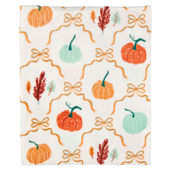 Kirkton House Pumpkin/Bows Plush Throw - 50" X 60"