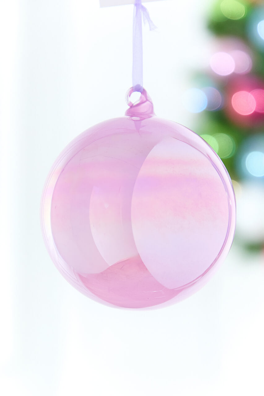5" Iridescent Lavender Glass Ball Ornament