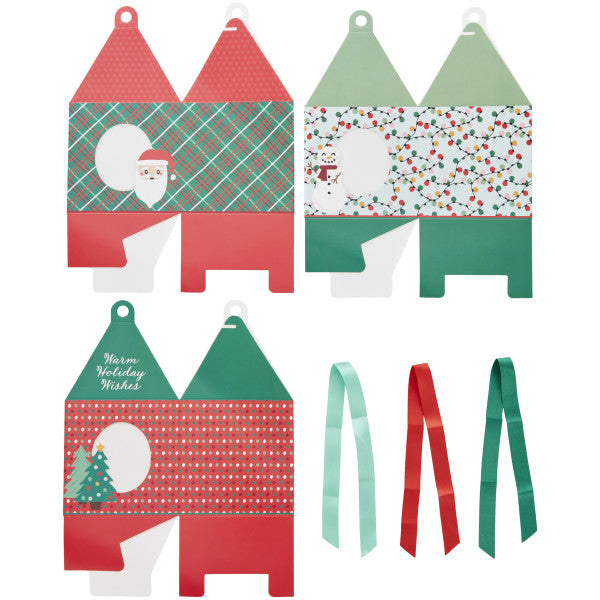 Wilton “Warm Holiday Wishes" Christmas Paper Treat Boxes, 3-Count