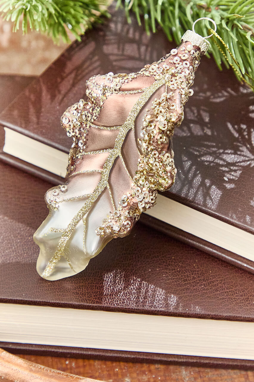 5" - 6" Glitter Glass Feather Ornament