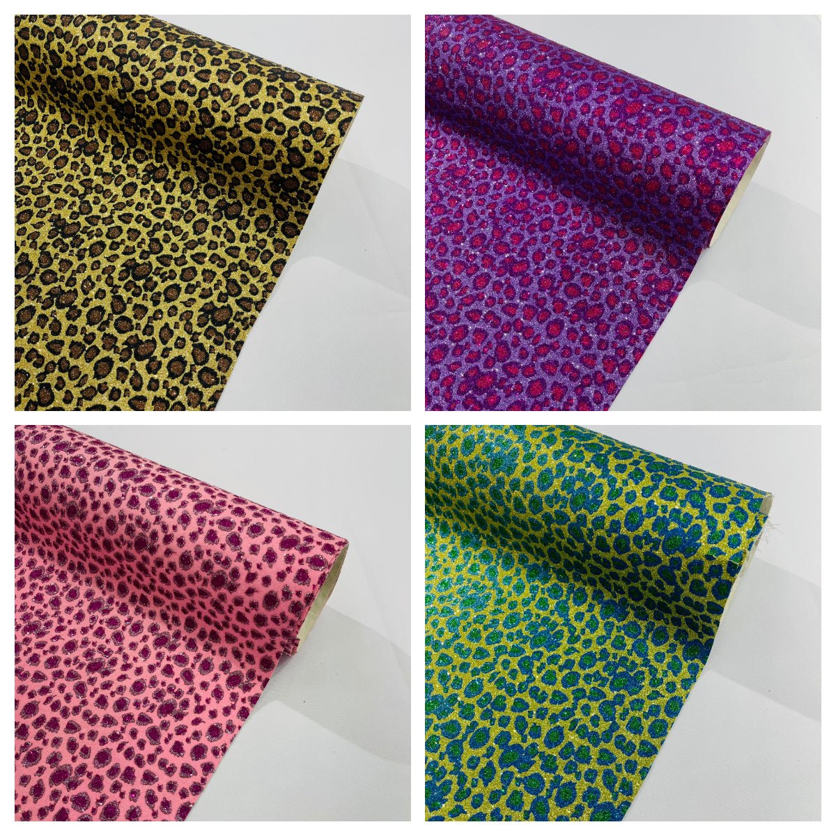 Leopard Glitter Canvas Vinyl Fabric - Leopard Print, 54" Width (1 Yard)