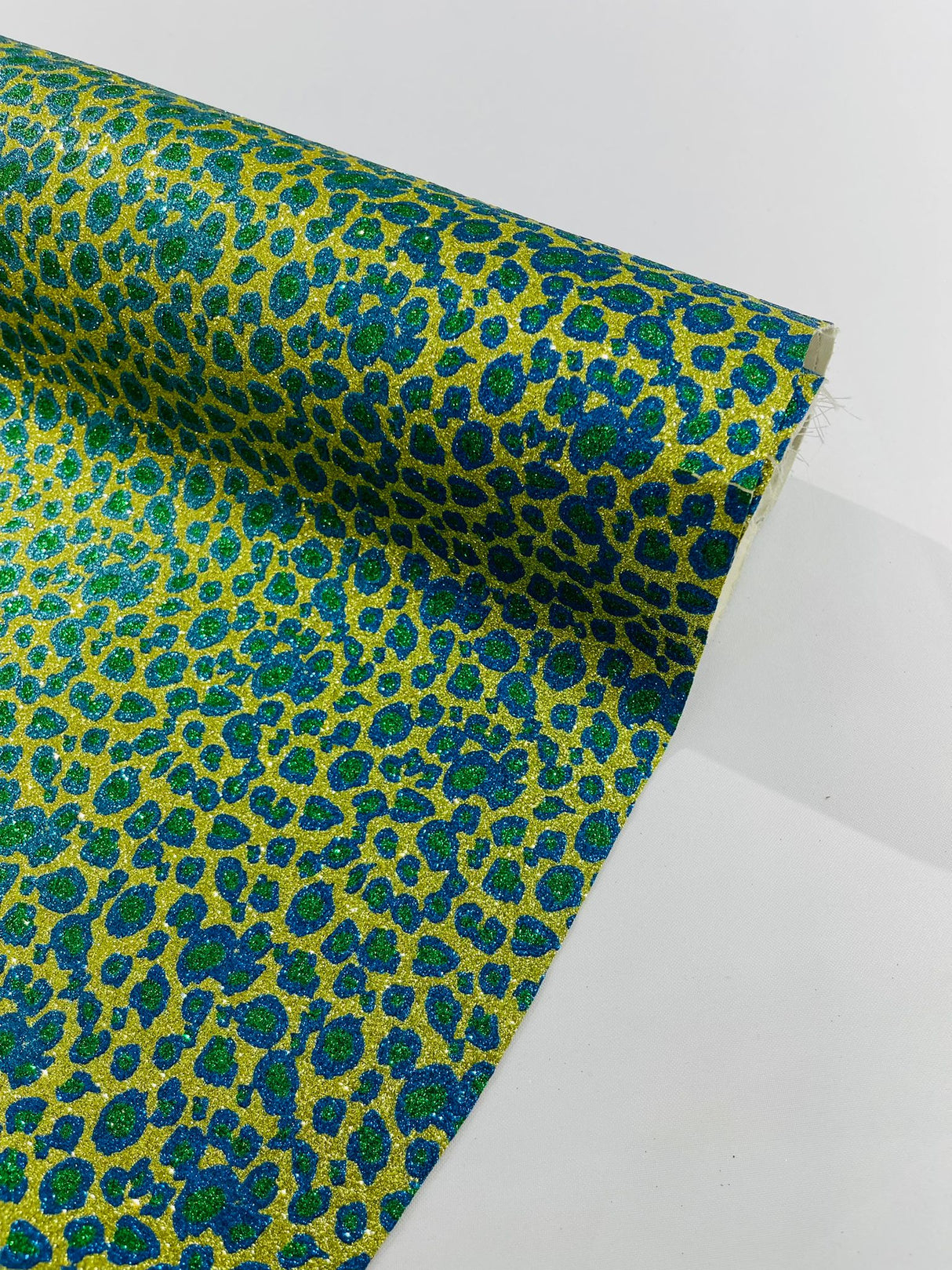 Leopard Glitter Canvas Vinyl Fabric - Leopard Print, 54" Width (1 Yard)
