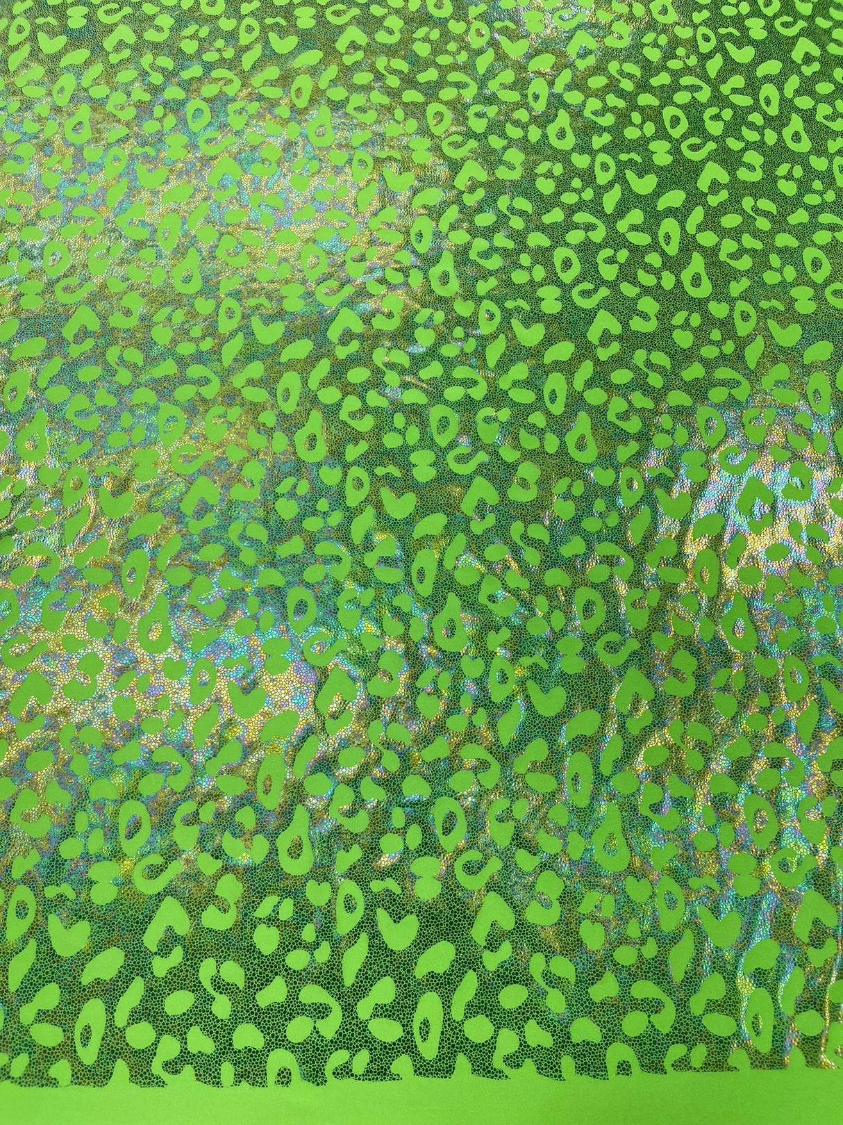 Leopard Oil Spill Metallic Print Nylon Spandex Fabric - Black, Purple, Green, Hot Pink Leopard Print, 58-60" Width (1 Yard)