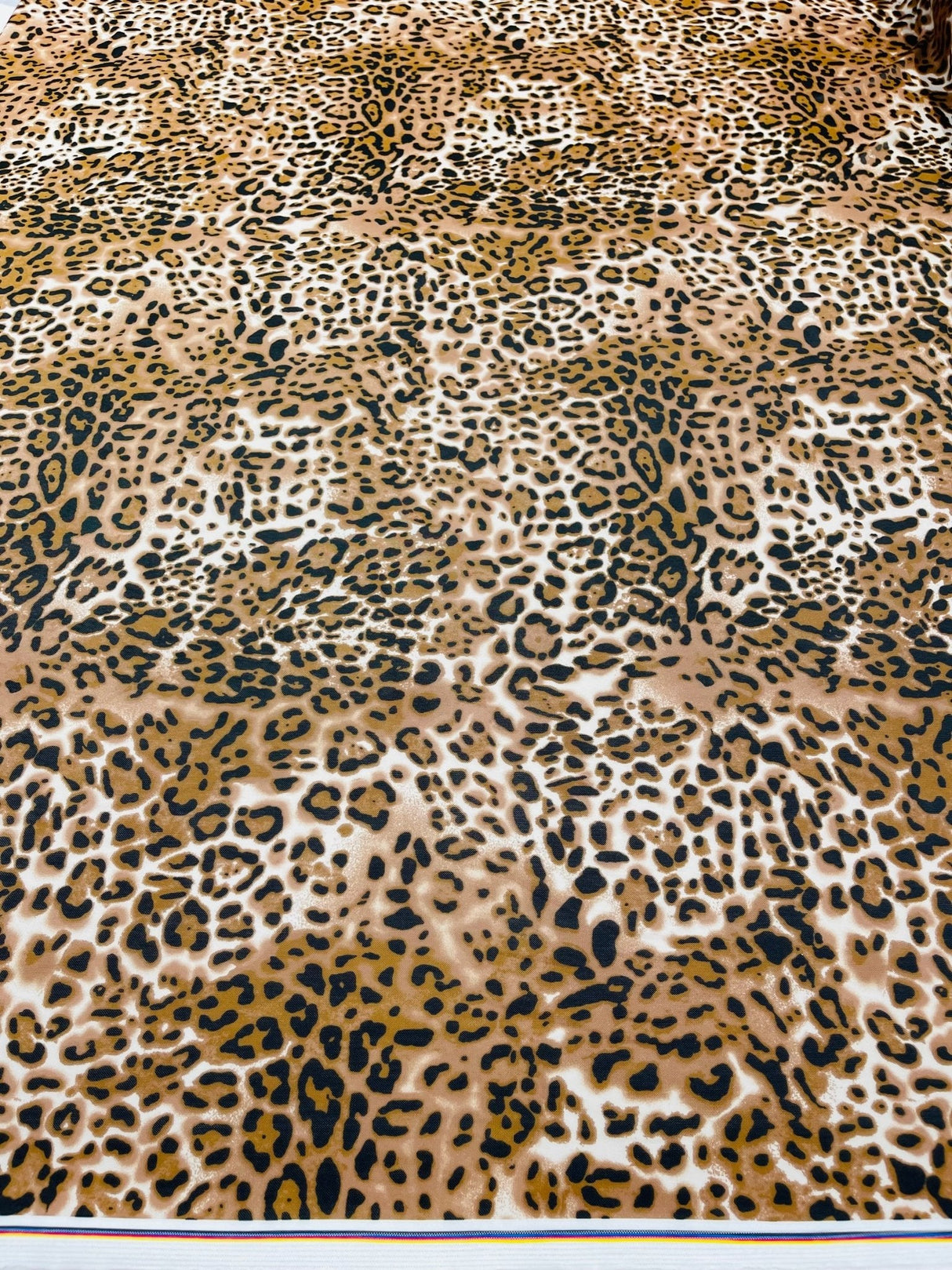 Leopard Print Power Mesh Nylon Spandex Fabric - Gold/Black Leopard Print, 58" Width (1 Yard)