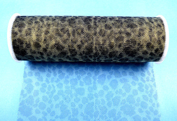 6" x 6 yards (18 FT) Black Leopard Print Tulle Fabric Rolls - Pack of 6 Rolls