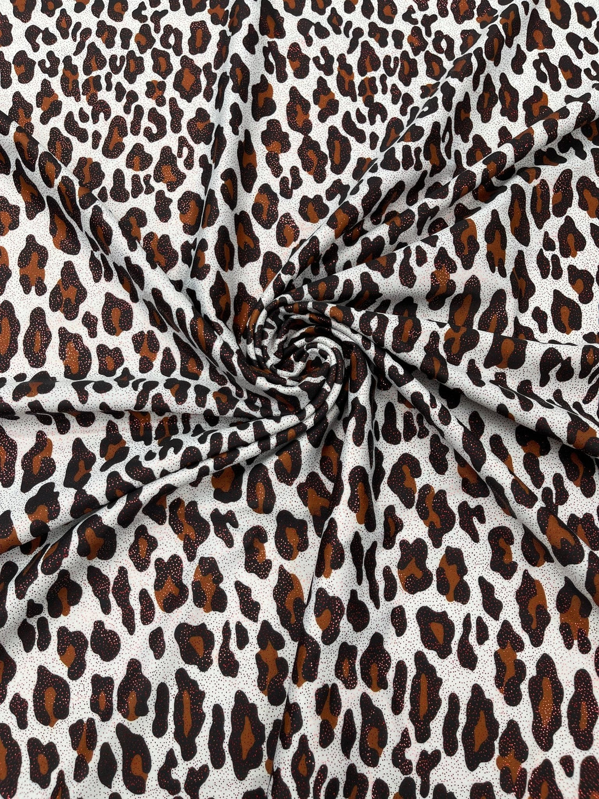 Leopard Print With Foil Stretch Spandex Fabric - Leopard Print, 58" Width (1 Yard)