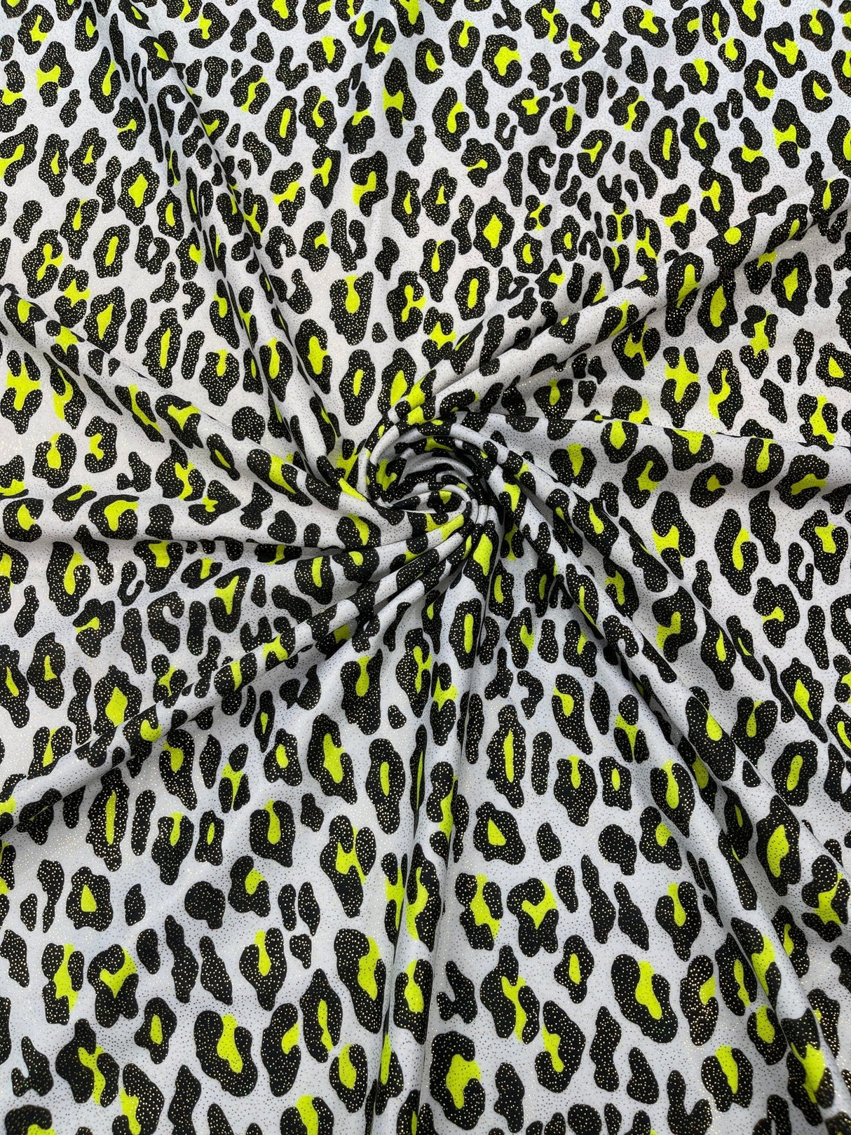 Leopard Print With Foil Stretch Spandex Fabric - Leopard Print, 58" Width (1 Yard)