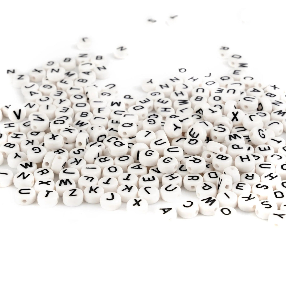 Letter Round String Bead - White & Black (500 Beads - 6mm - Letter A)