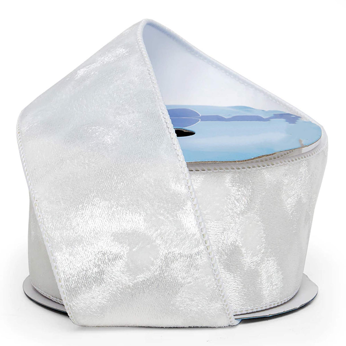 Brushed Velvet Wired Ribbon 2 1/2 '' X 10 yd White Color 1 / roll