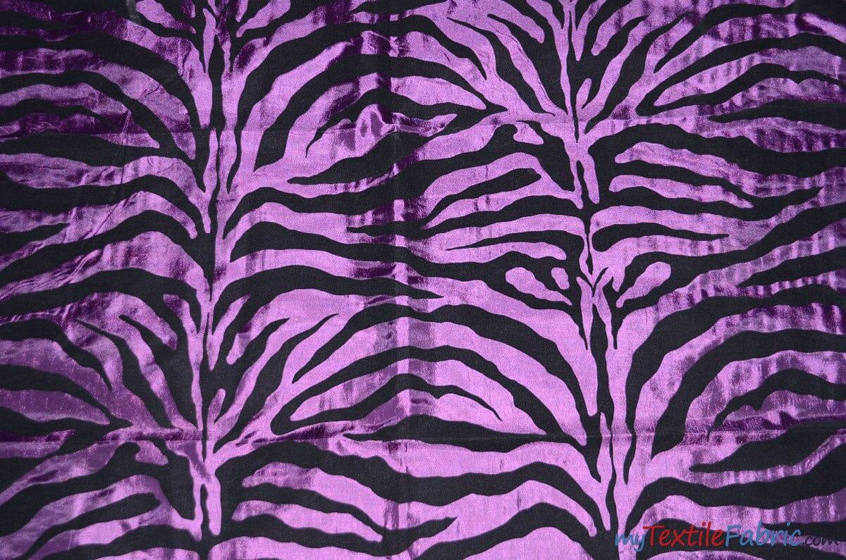 Zebra Flocking Taffeta Polyester Fabric - Zebra Flocking Pattern, 58/60" Width (1 Yard)