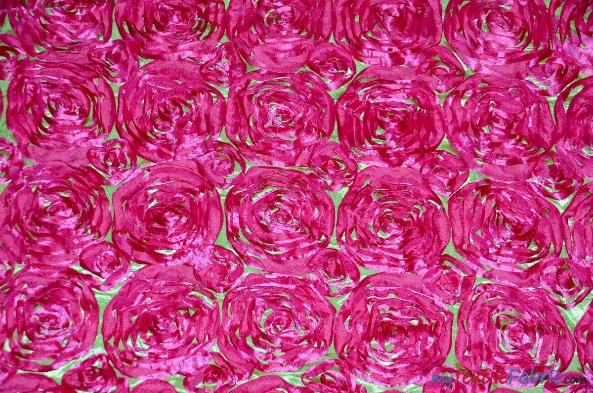 Rosette Satin Polyester Fabric - 3D Satin Floral Embroidery, 52/54" Width (Yards, Bolts, Sample Swatch)