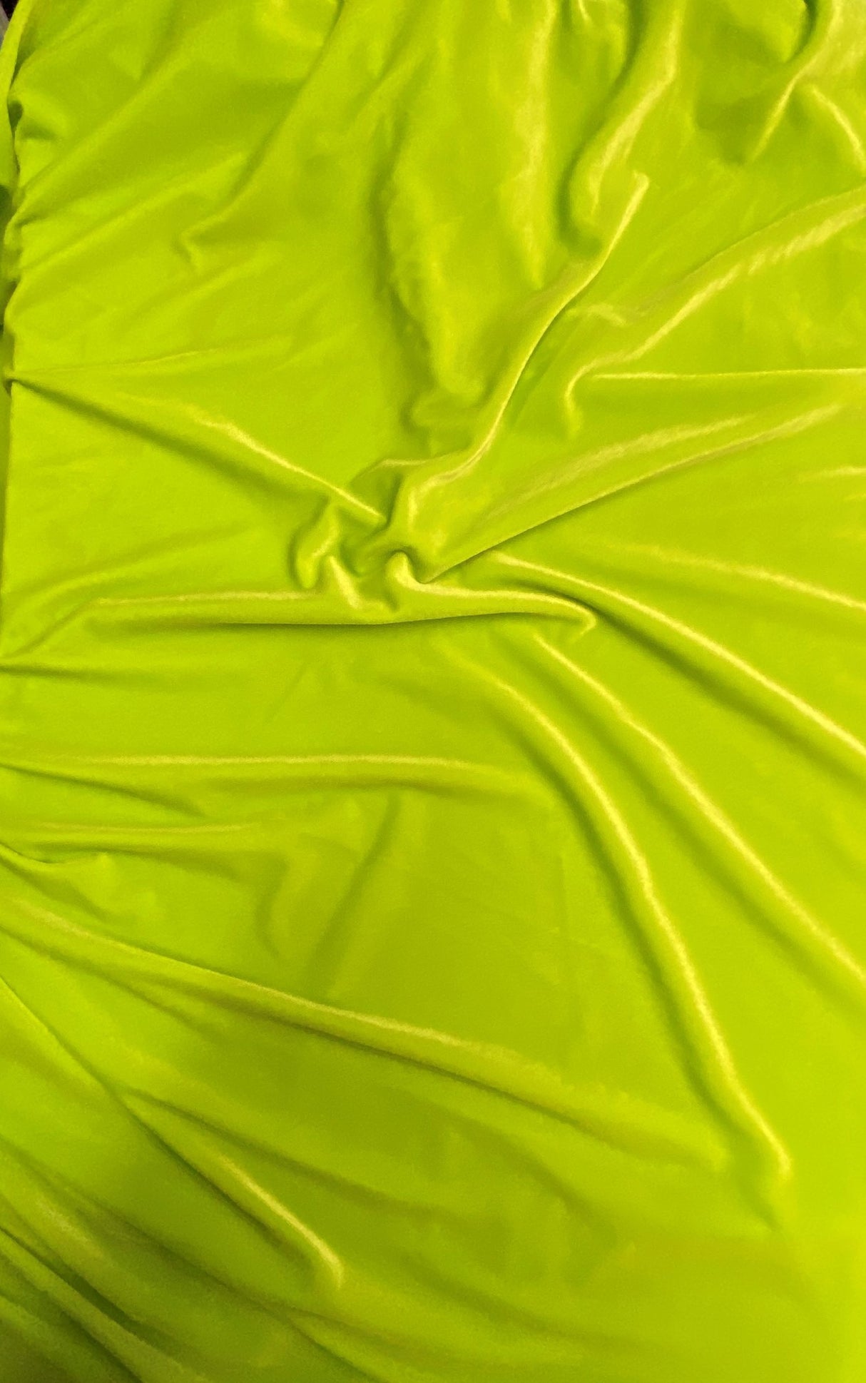 Lime Green Stretch Velvet Fabric - Lime Green, 58"-60" Width (1 Yard)