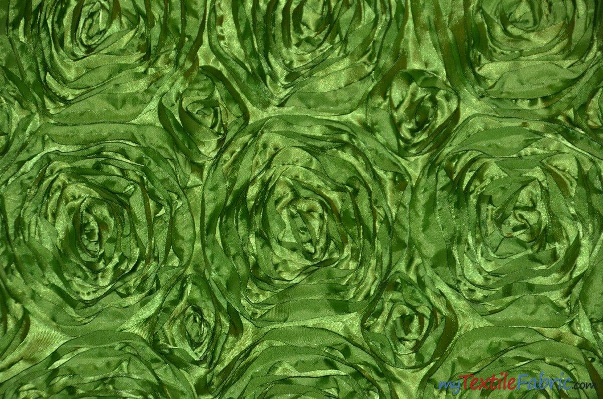 Rosette Satin Polyester Fabric - 3D Satin Floral Embroidery, 52/54" Width (Yards, Bolts, Sample Swatch)