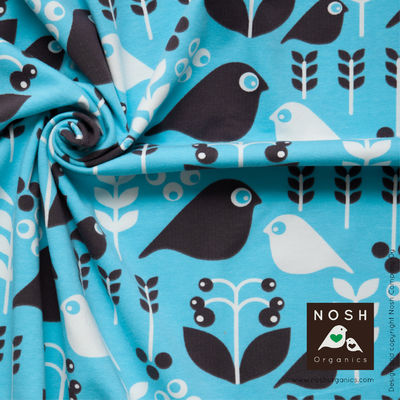 Organic Cotton Lycra Jersey Knit Fabric - Capri/Graphite