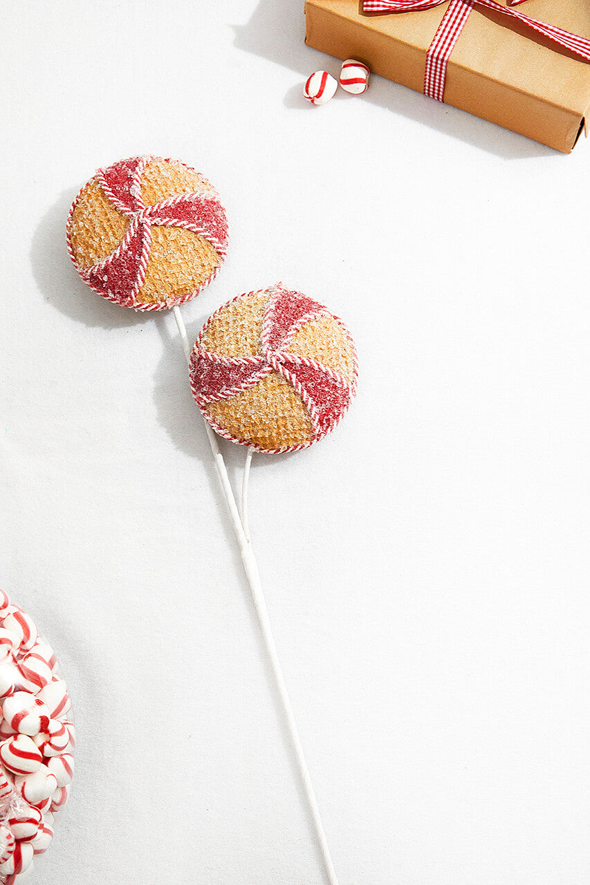 24 Inch Red and White Peppermint Stripe Waffle Spray