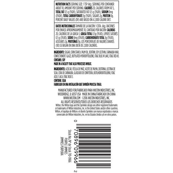 Wilton Purple Jimmies Sprinkle Tube for Cake and Cookie Decorating, 1.5 oz.