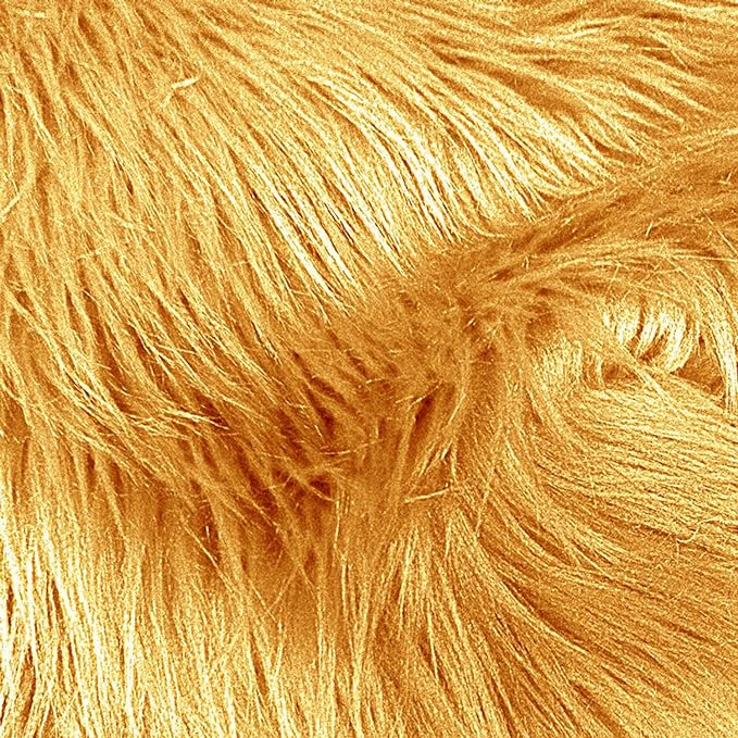 Light Gold Faux Fur Fabric - Luxury Shaggy, 60" Width (1 Yard)