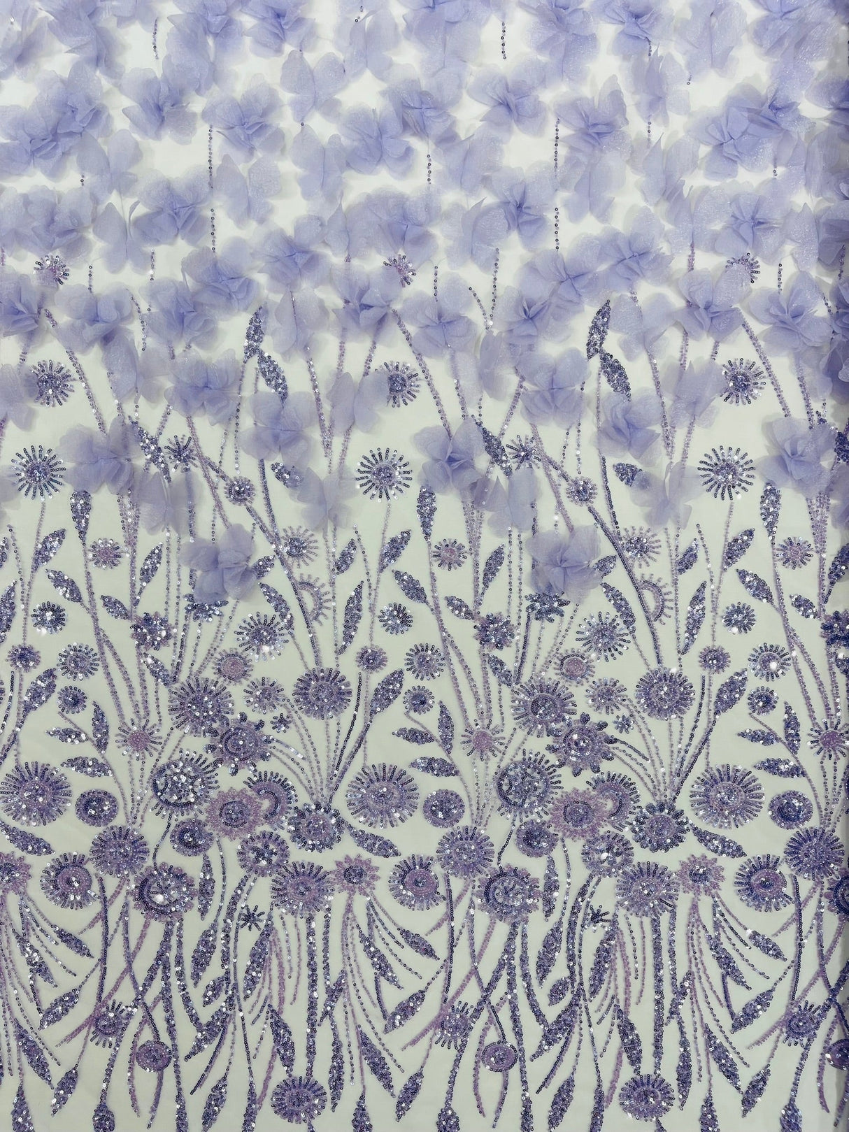 Luxury 3D Floral Butterfly Beaded Lace Fabric - 54" Width, Color Options (1 Yard)