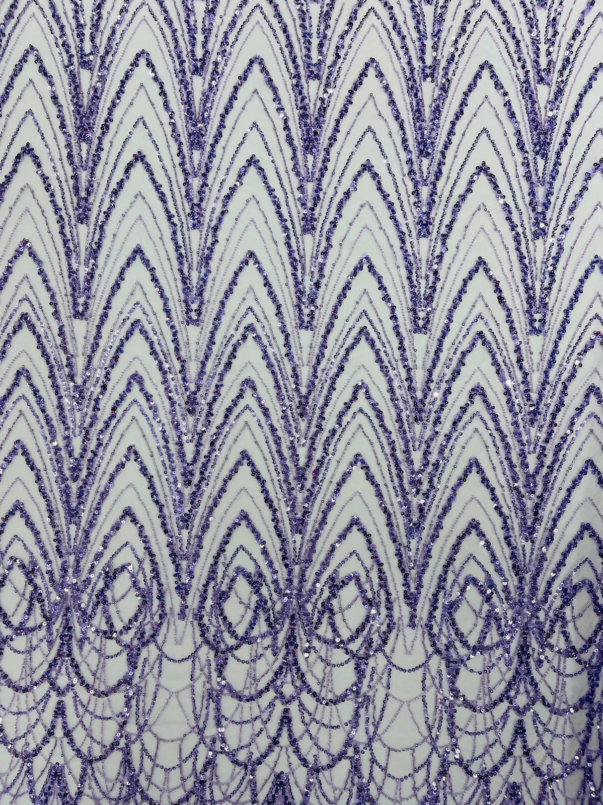 Luxury Chain Geometric Beaded Lace Fabric - Geometric Chain Beaded Lace, 54" Width (1 Yard)