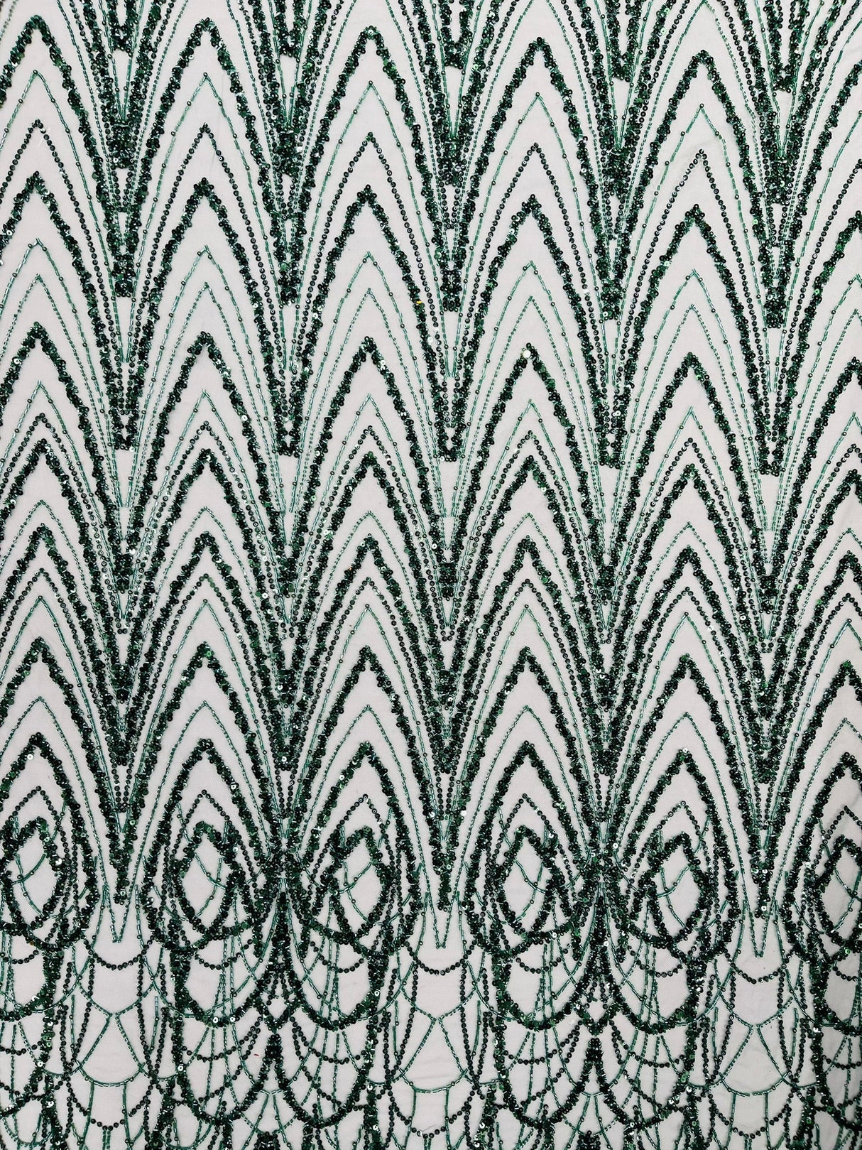 Luxury Chain Geometric Beaded Lace Fabric - Geometric Chain Beaded Lace, 54" Width (1 Yard)
