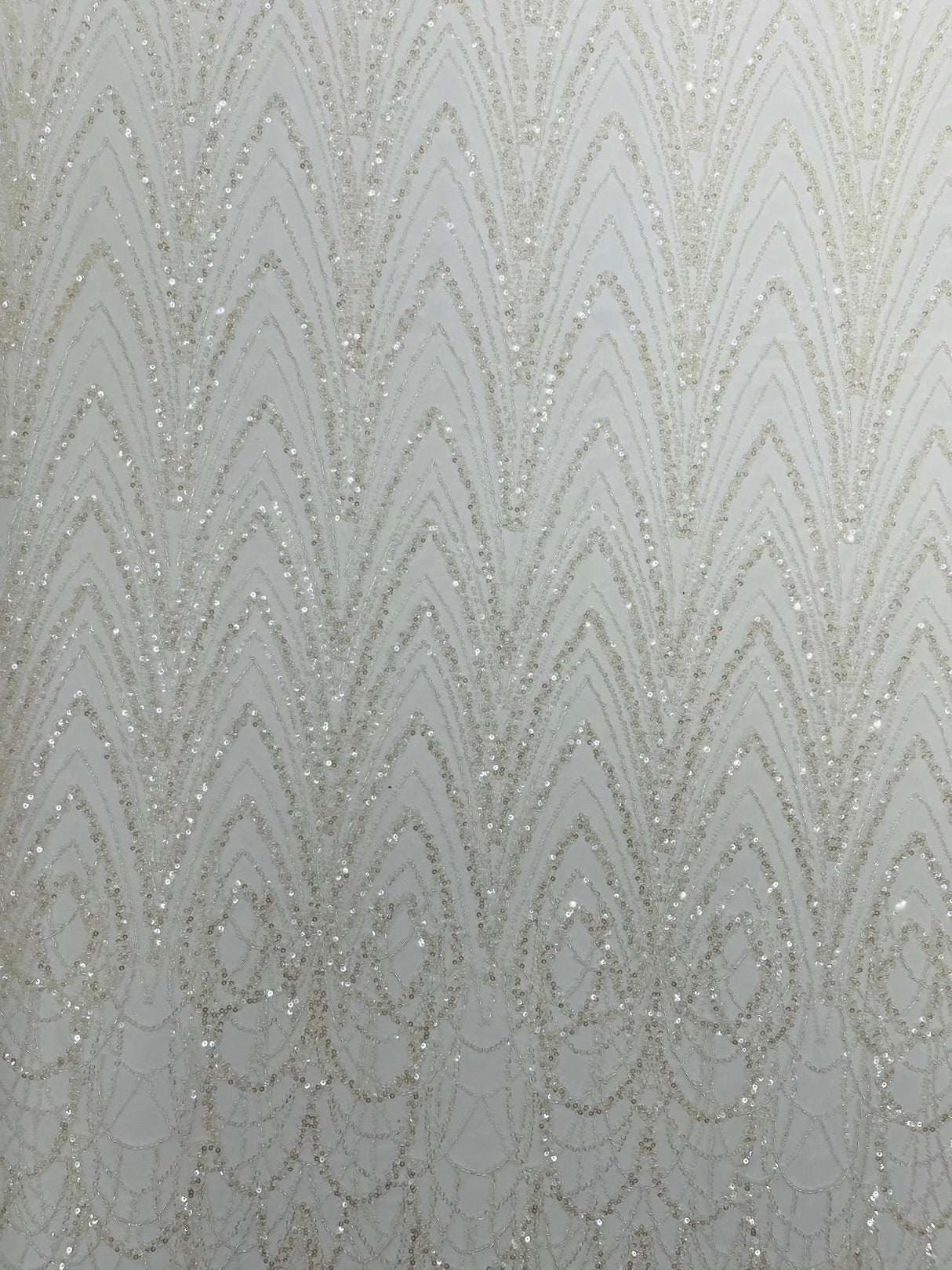 Luxury Chain Geometric Beaded Lace Fabric - Geometric Chain Beaded Lace, 54" Width (1 Yard)