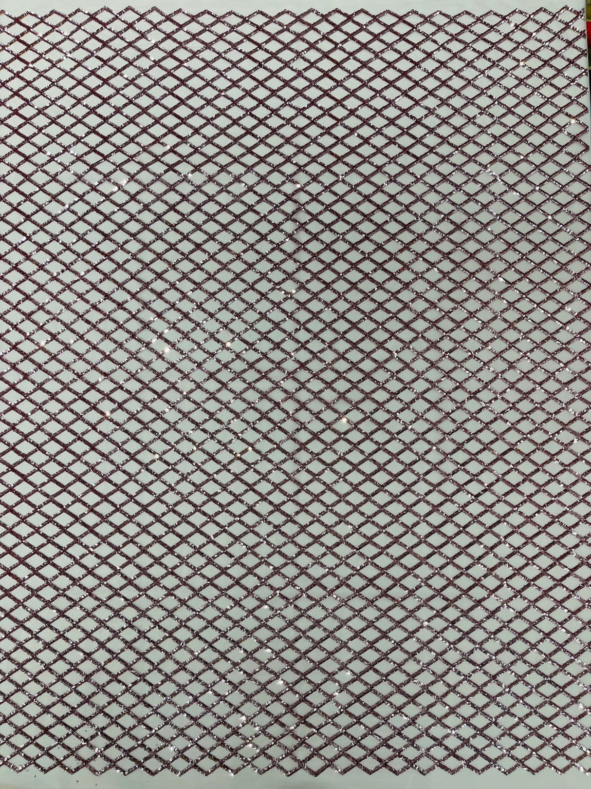Luxury Diamond Design Mini Glitz Sequins Mesh Fabric - Diamond Pattern, 54" Width (1 Yard)